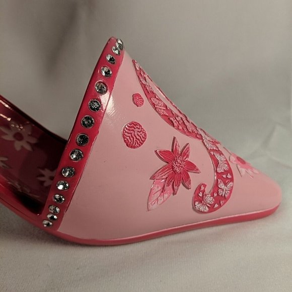 Breast Cancer Awareness Pink Ribbon Stiletto High Heel Bottle Holder Rest Wine - Picture 12 of 16